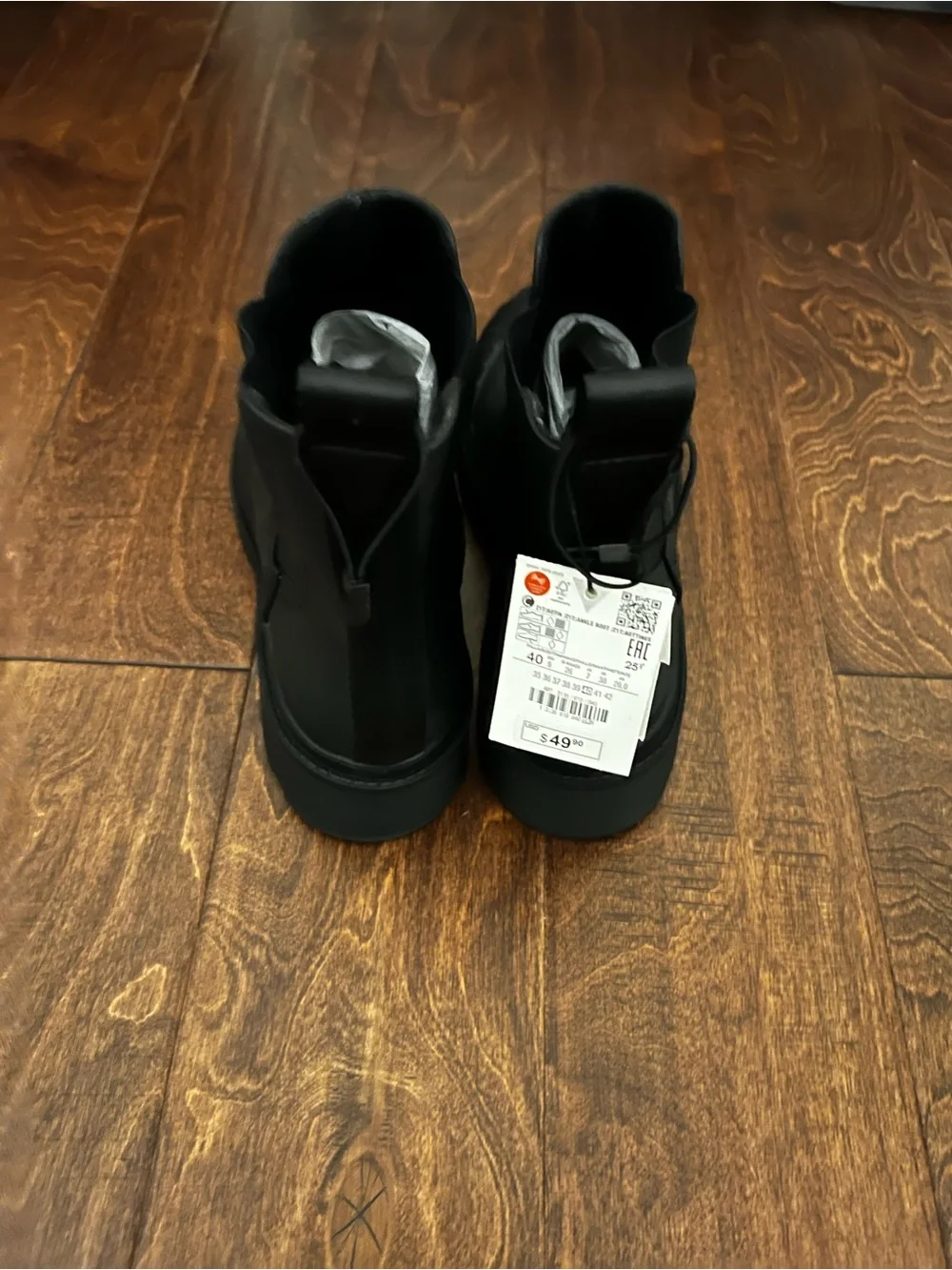 Zara Black Rubber Chelsea-Style Winter Rain Boots